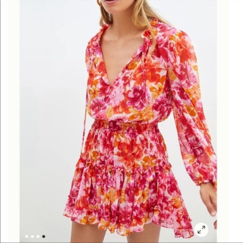 Misa Los Angeles Clementine mini Dress in flora Burse Medium New